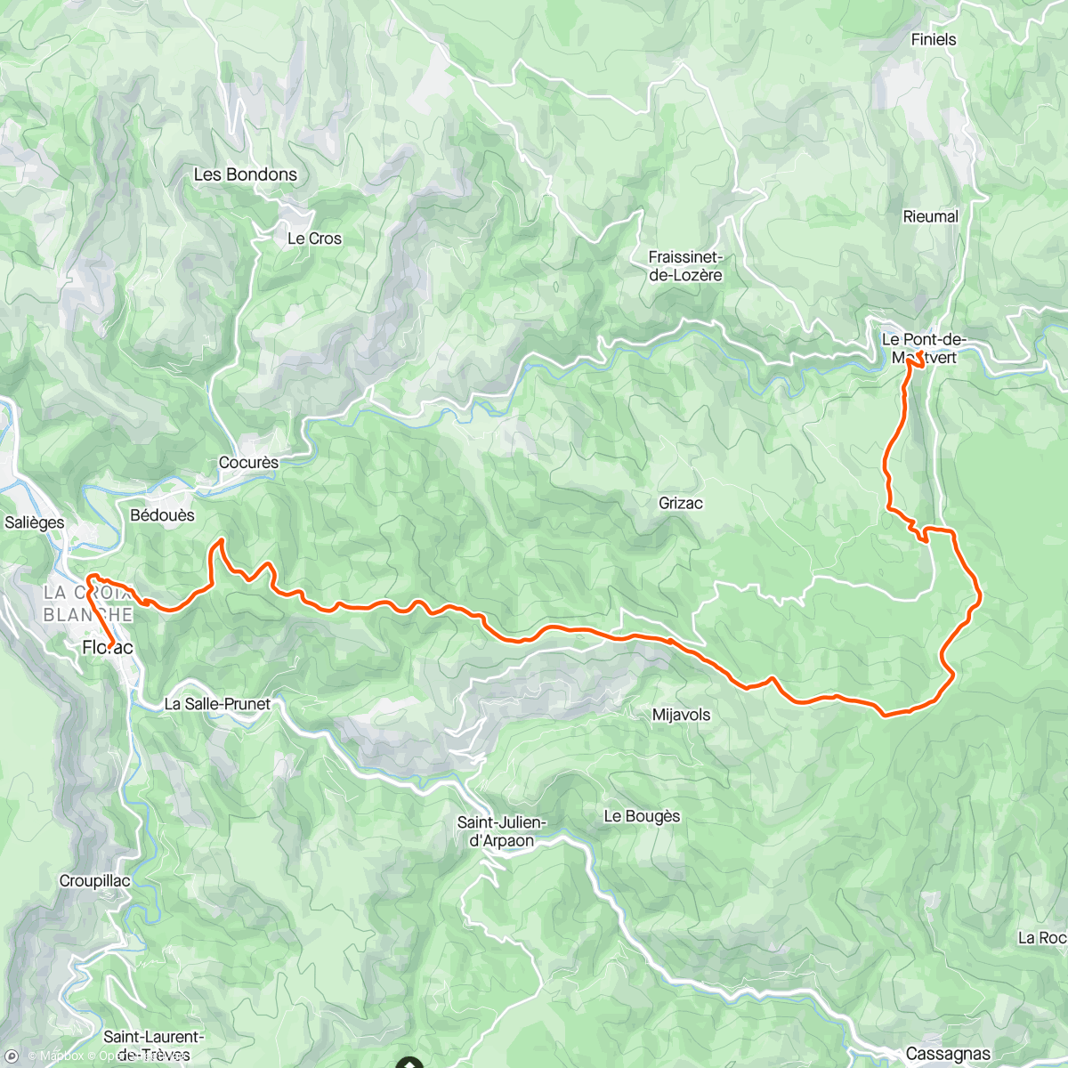 Map of the activity, Étape 4 le Pont de Monvert-Florac