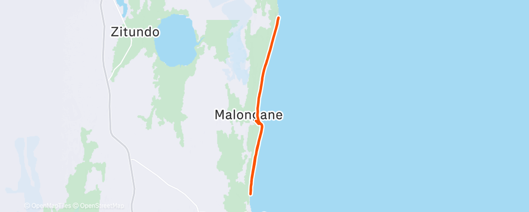Map of the activity, First run in Mozam! Got the tides a bit wrong and ran in soft sand which was challenging but how’s the view
