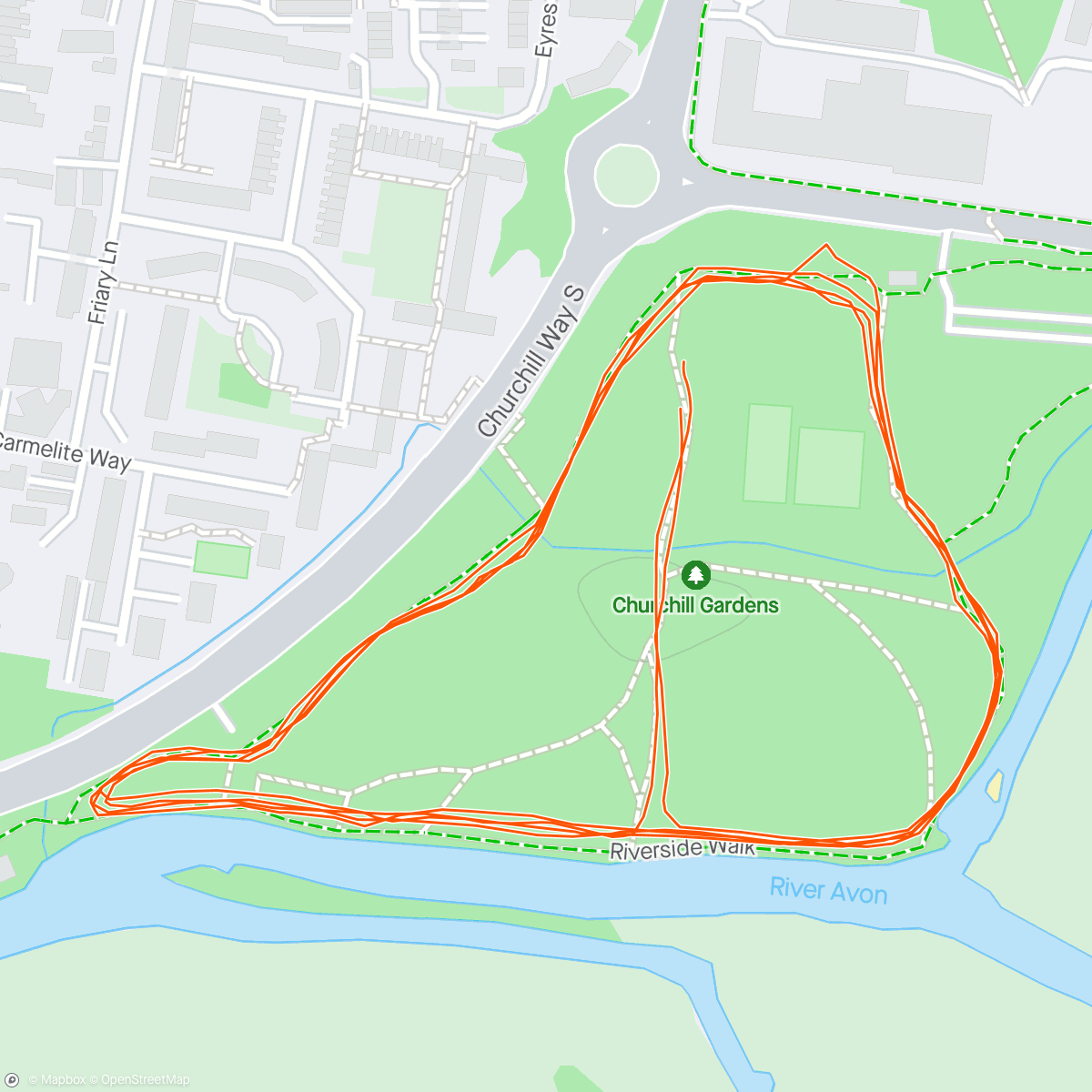 Map of the activity, Salisbury parkrun back to 'A' course!