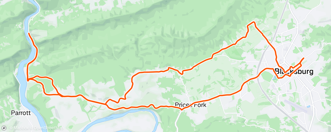 Map of the activity, River route ride