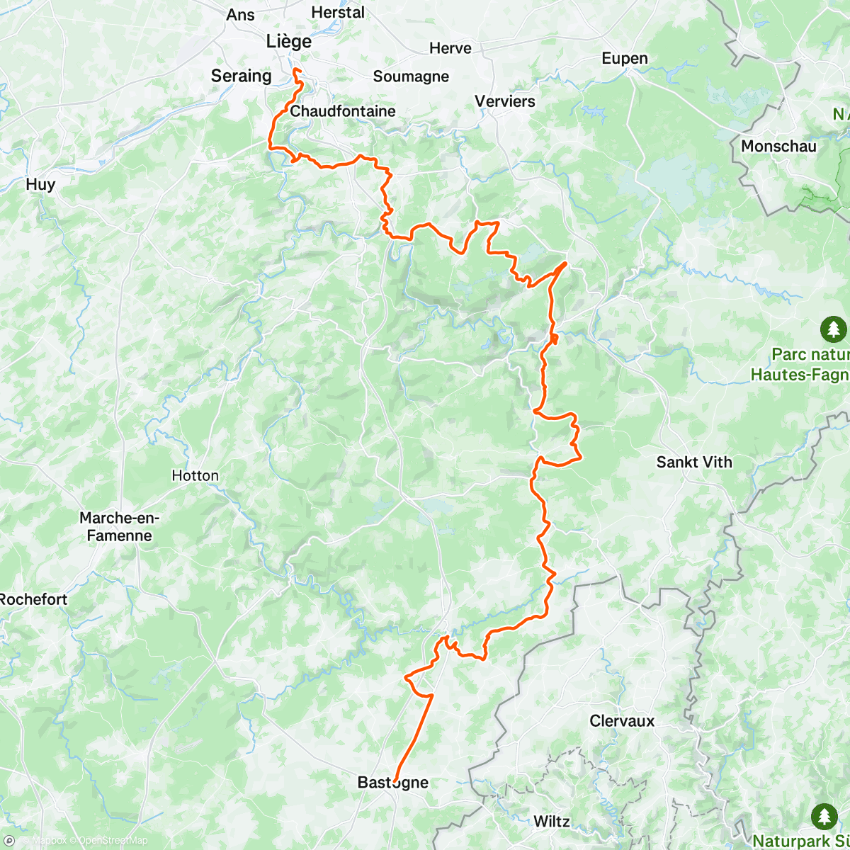 Map of the activity, Liege - Bastogne - Liege 🥵