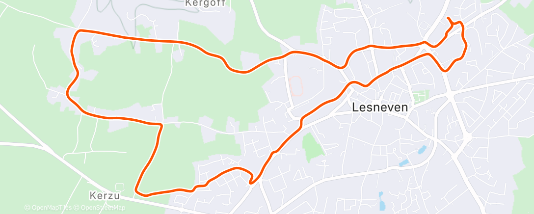 Map of the activity, Course à pied le matin