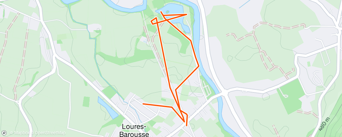 Map of the activity, Loures-Barousse trajet aller-retour