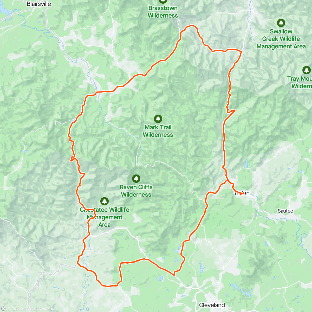 Map of the activity, Major taylor mountain crossing