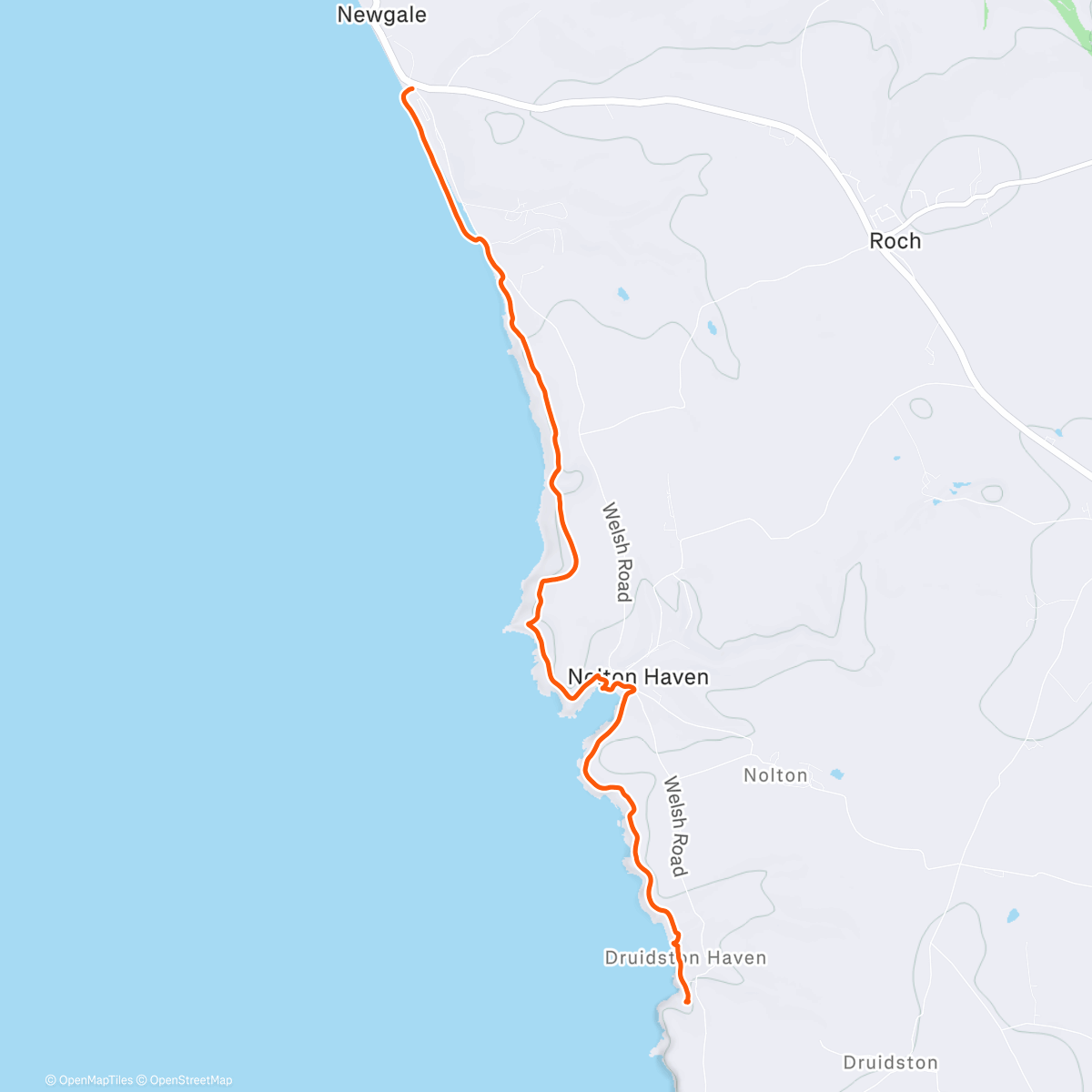 Карта физической активности (Newgale to Druidestone Hotel)