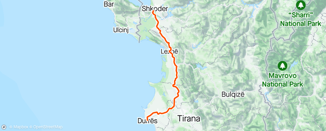 Mapa da atividade, Durres to Skhöder : to the start of TAR N•1