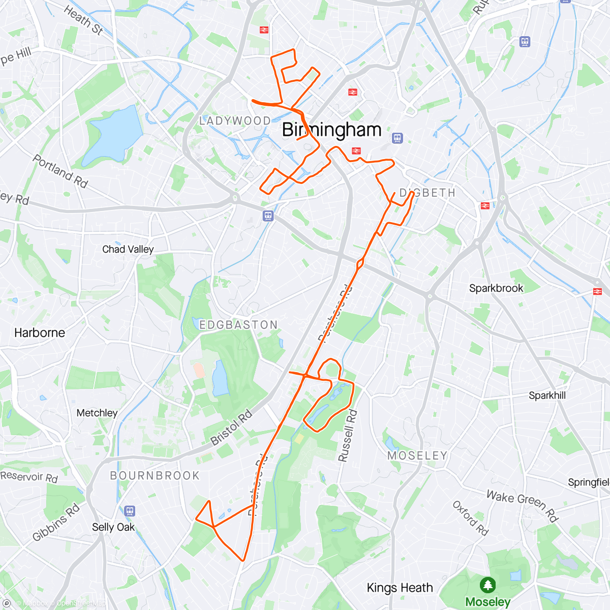 Karte der Aktivität „Birmingham Half Marathon - 1h 23m 51s - PB 🎉”