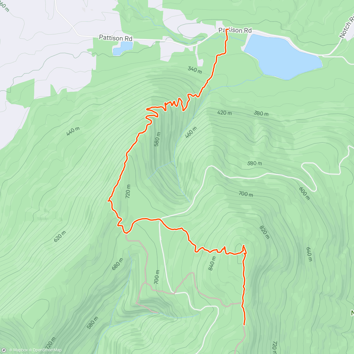 Map of the activity, mount williams up
