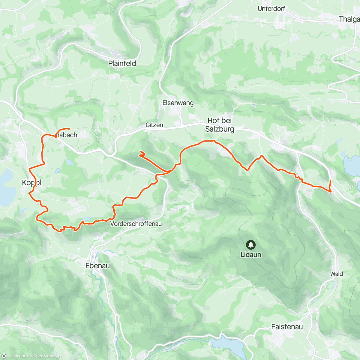 Map of the activity, Trails from Schloss Fuschlsee to Habach via Gitzenberg