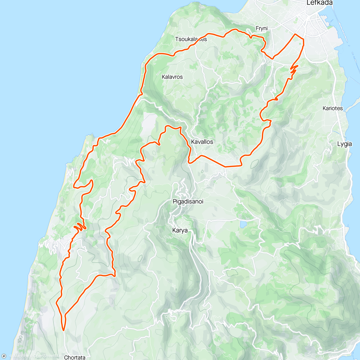 Map of the activity, Boner Roads. Lefkada, Greece