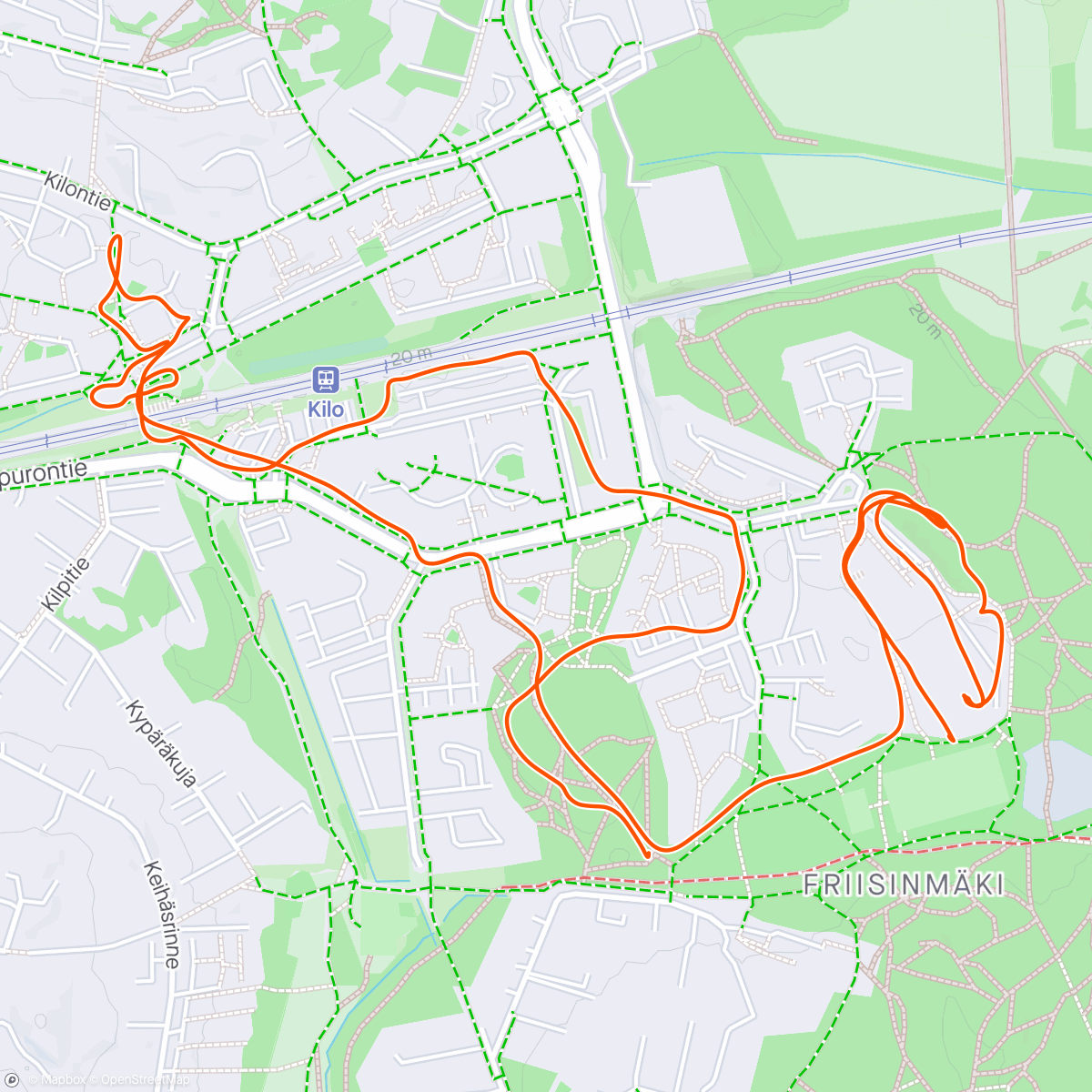 Map of the activity, Sprint Orienteering Run