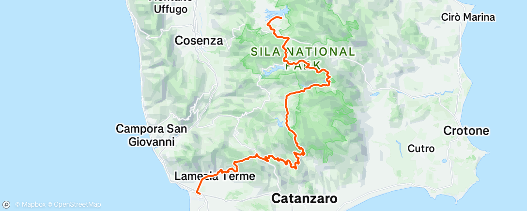 Map of the activity, Ciclovie del Reventino e dei Parchi di Calabria