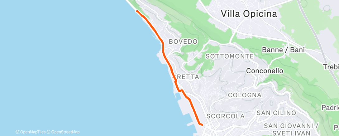 Map of the activity, ⛅ ☀️ 8,57km: Corsa di recupero 130bpm con i #RunnersDisagiatiTS