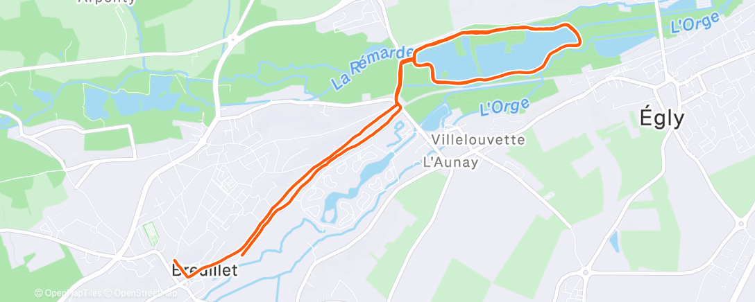 Map of the activity, Course à pied le midi