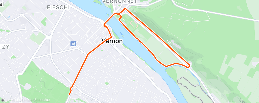 Map of the activity, Tempo 4x5'/km