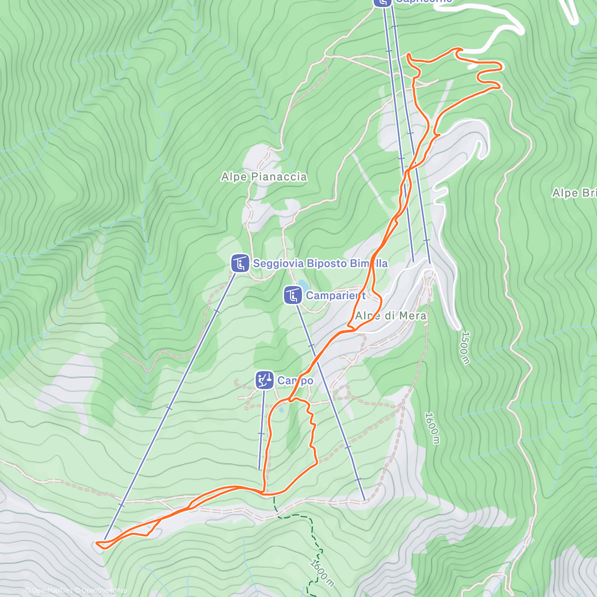 Карта физической активности (Alpe di Mera skialp con mogliettina)