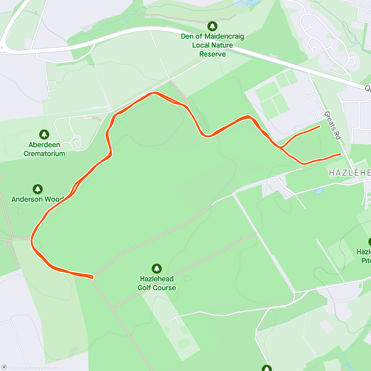 Map of the activity, Hazelhead parkrun