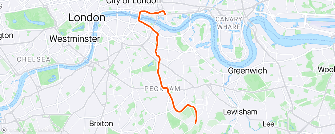 Map of the activity, London Marathon watching