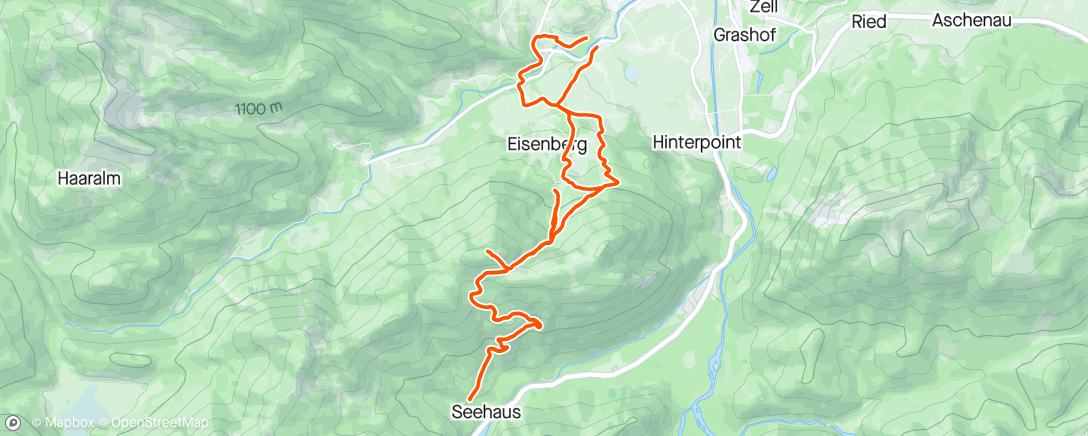 Map of the activity, Uphill intervals
