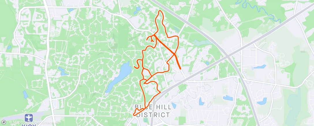 Map of the activity, Tuesday Morning Run in the Light Rain