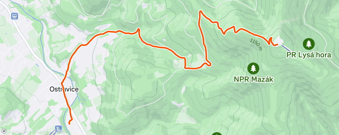 Map of the activity, Lunch Trail Run