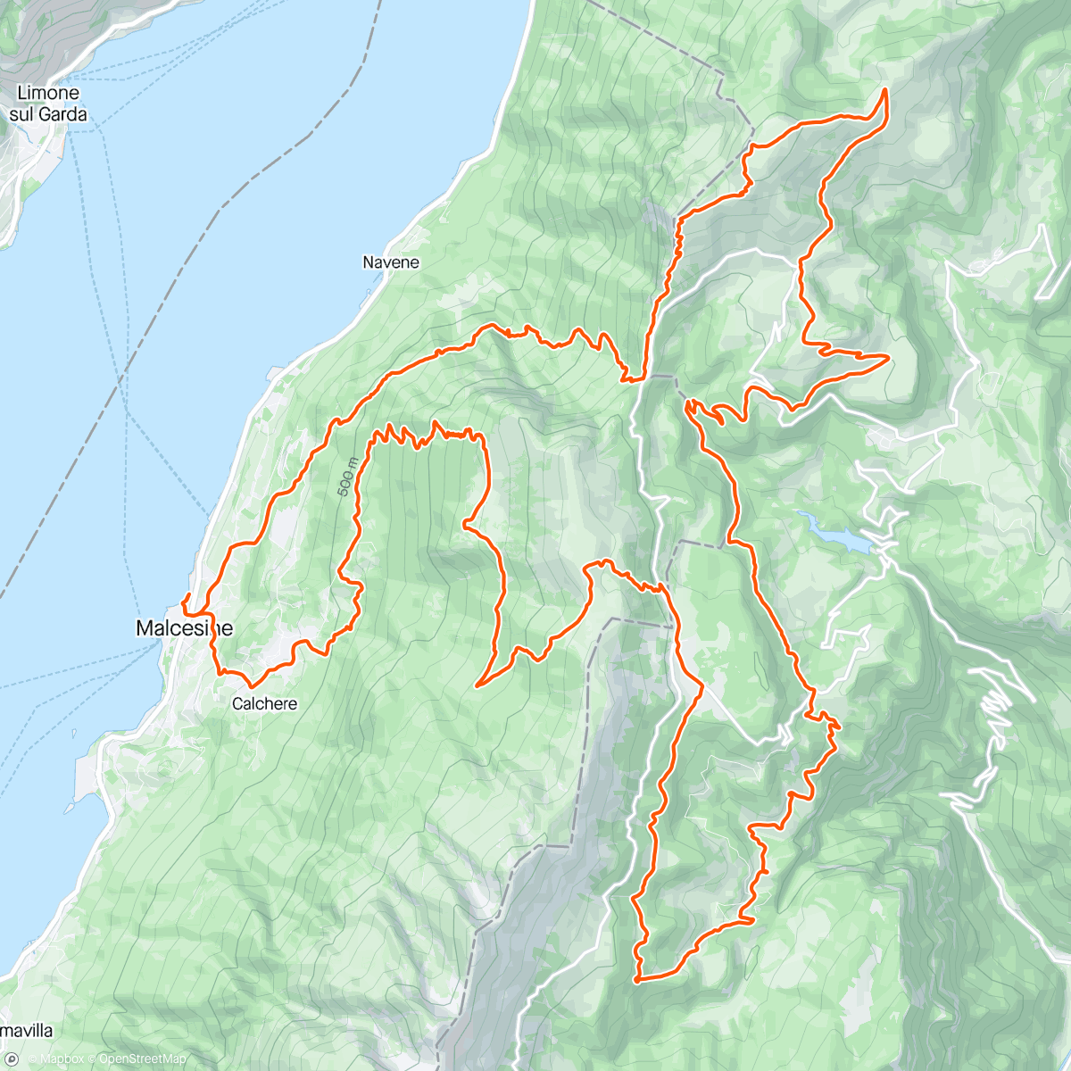 Map of the activity, MALCESINE BALDO TRAIL IN Maria Dolores style