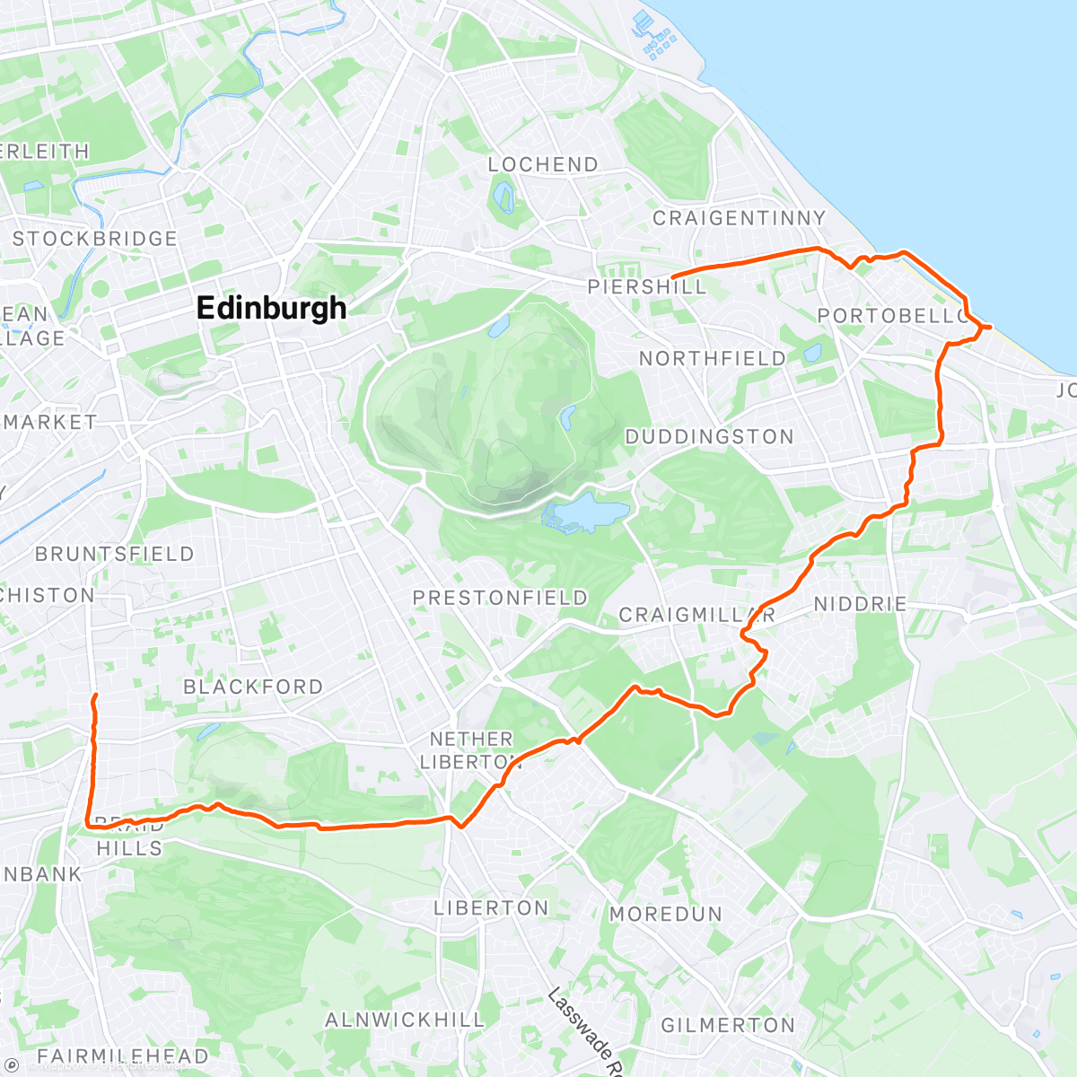 Map of the activity, Morningside to Porty and beyond