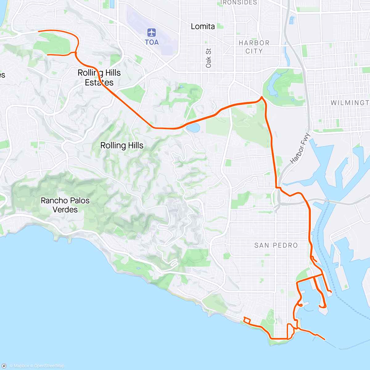 Map of the activity, Palos Verdes to Port of LA