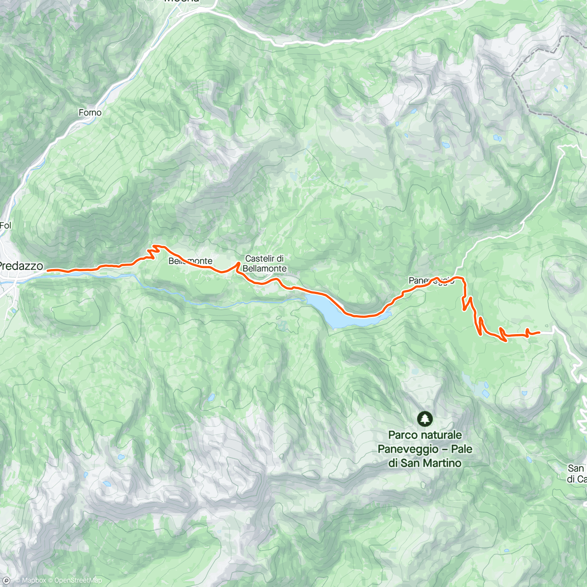 Mappa dell'attività ROUVY - Predazzo to Passo Rolle | Italy