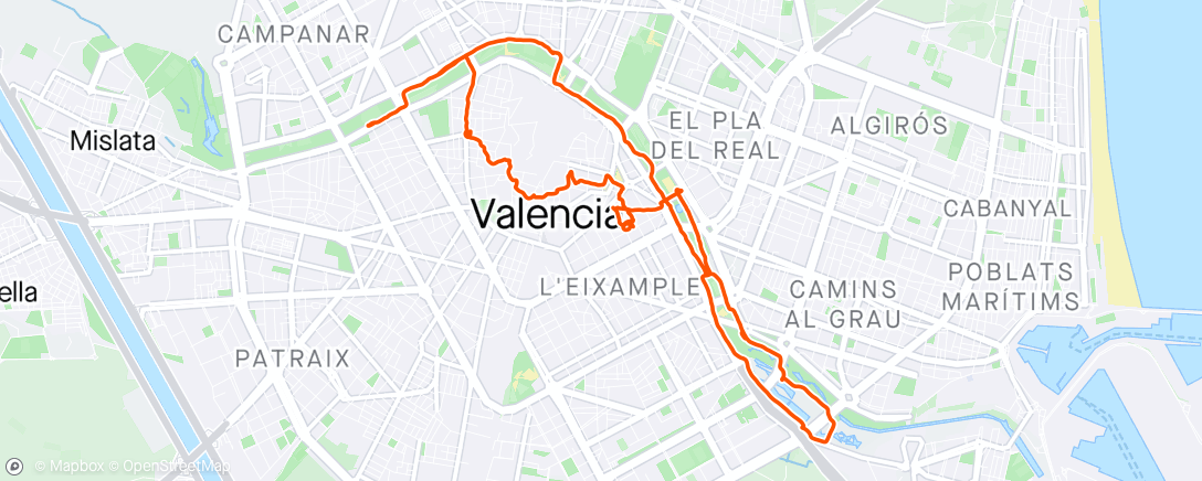 Map of the activity, Valencia met de fiets