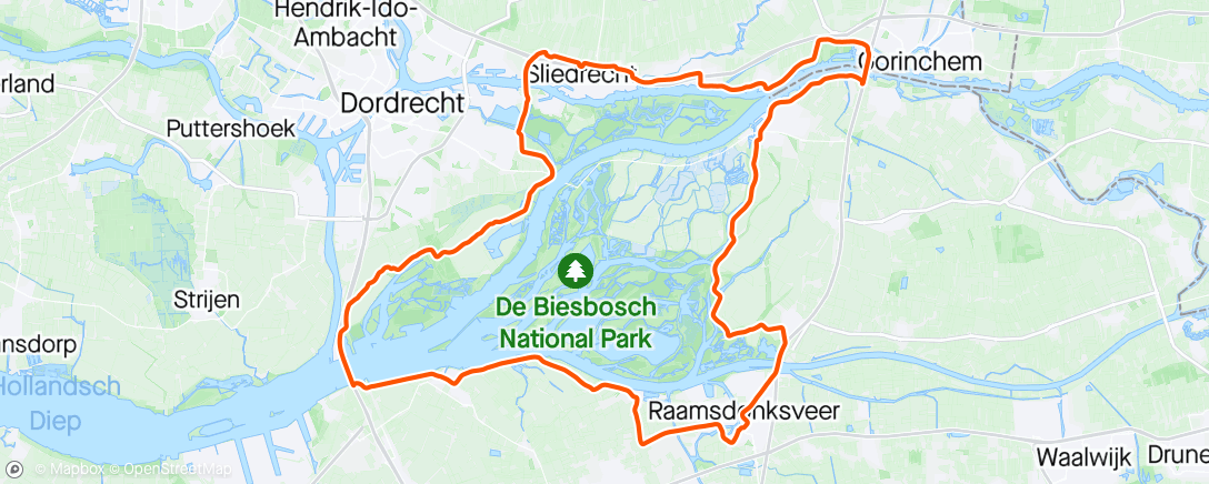 Map of the activity, Middagrondje Biesbosch