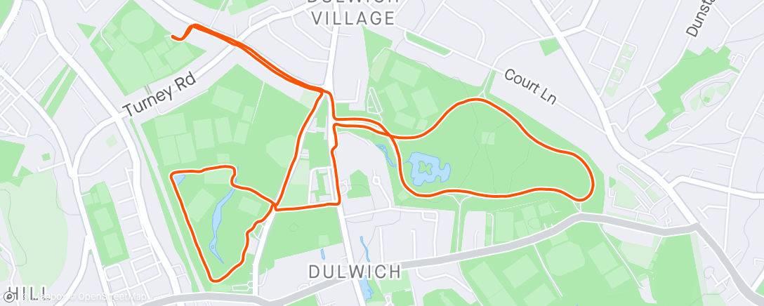 Map of the activity, Dulwich Runners 5(.5)km