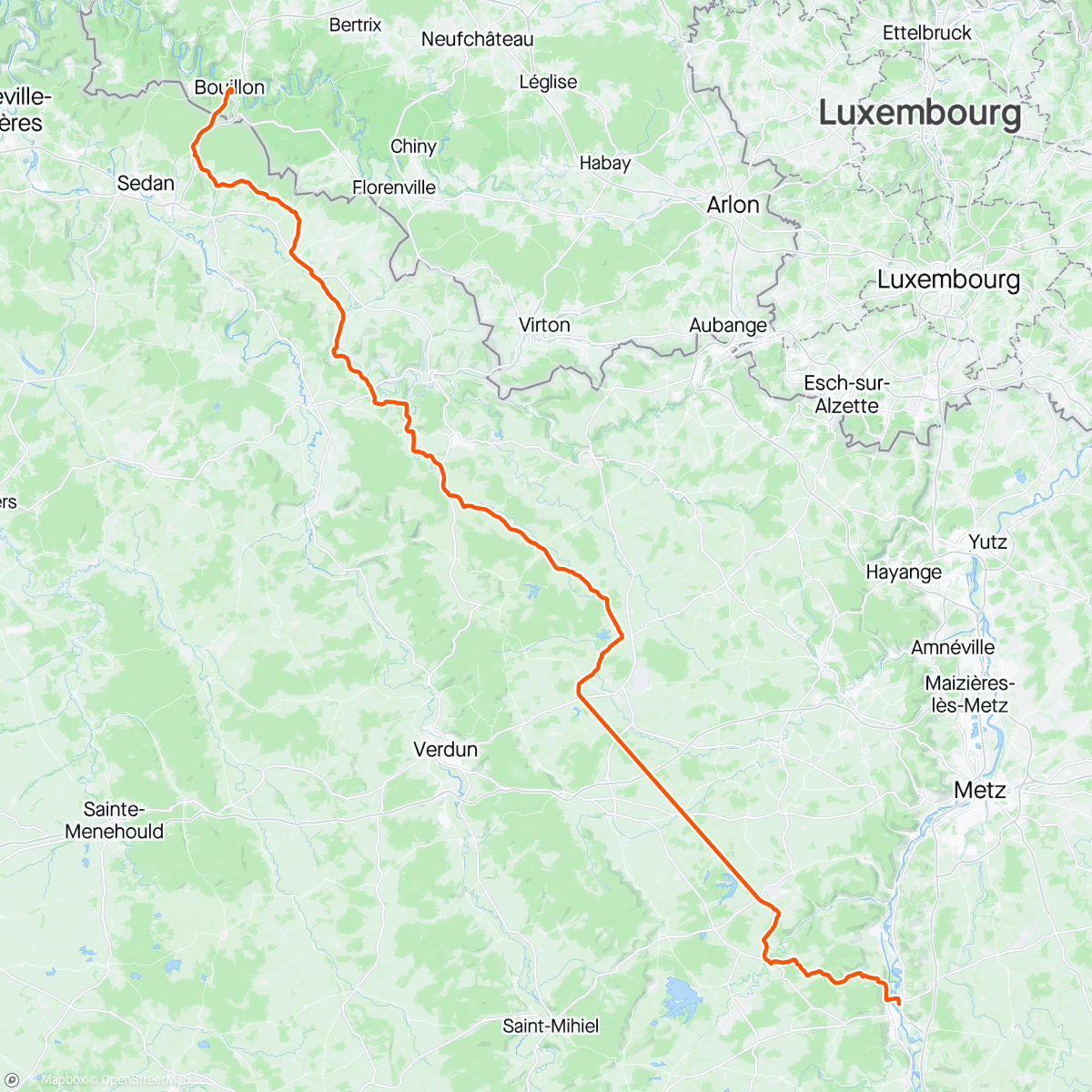 Map of the activity, Etappe 3 Bouillon- Pont a Mousson