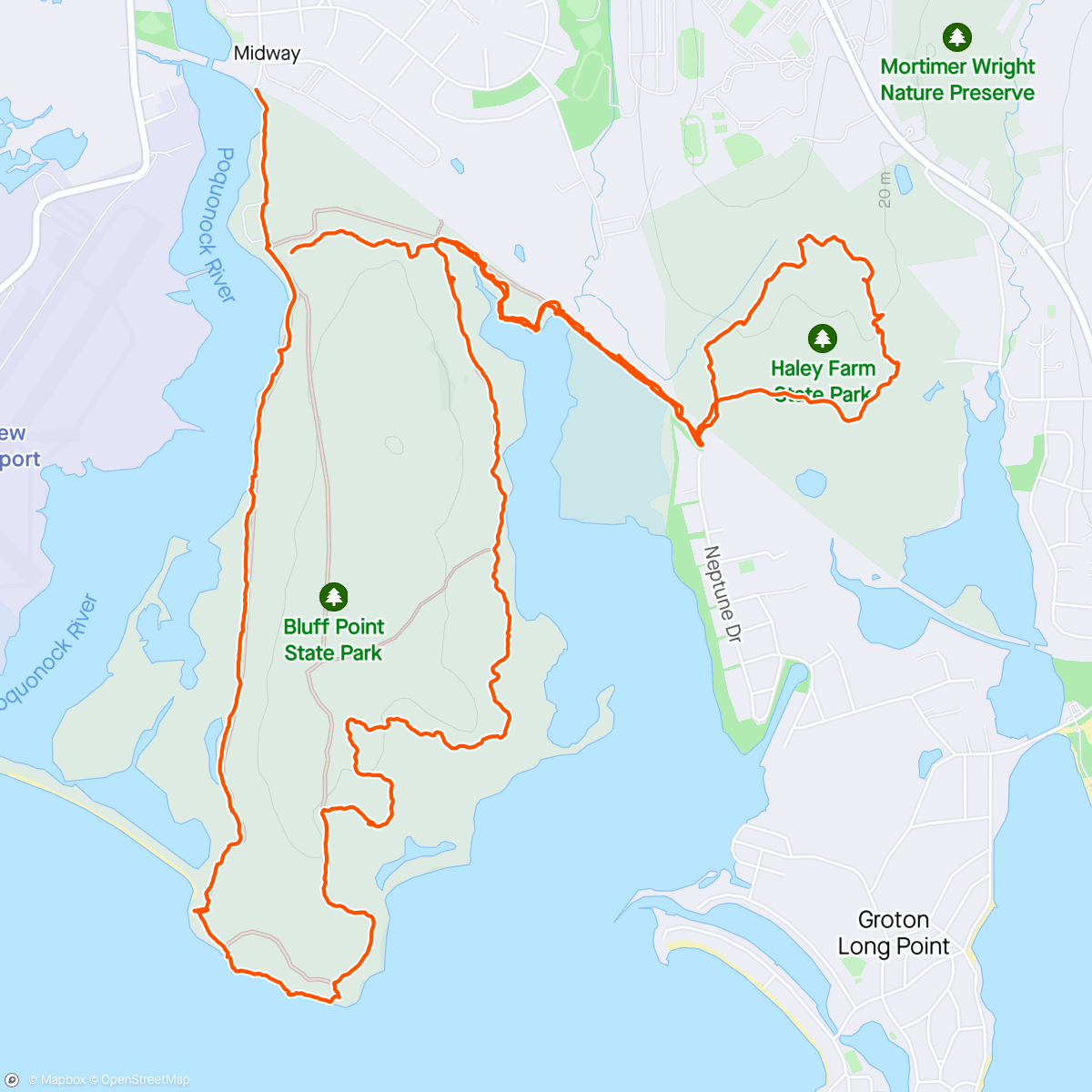 Map of the activity, Halley Farm and Bluff Point Loop