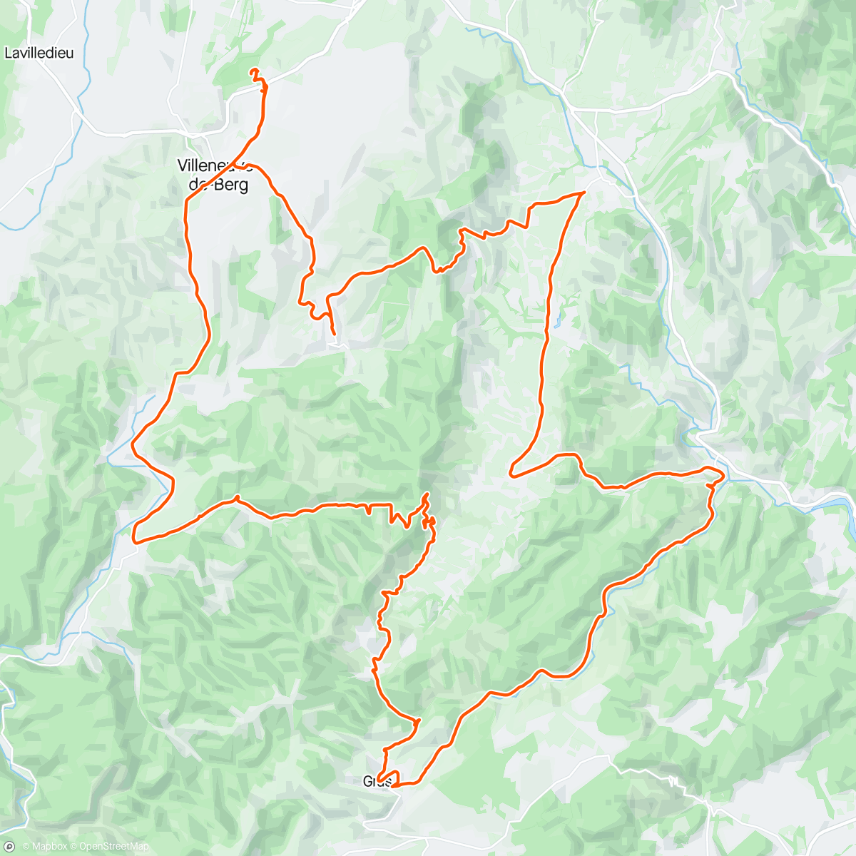 活动地图，Ardeche col de Laferre, collet de la serre