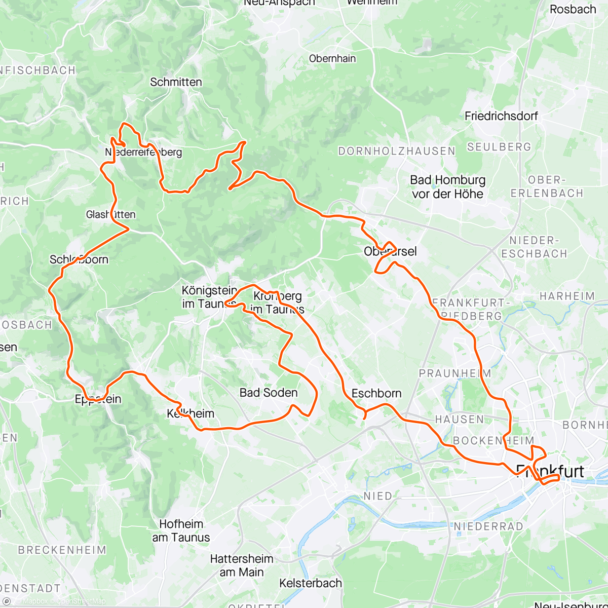 Map of the activity, Rund um den Henninger-Turm -> Eschborn - Frankfurt