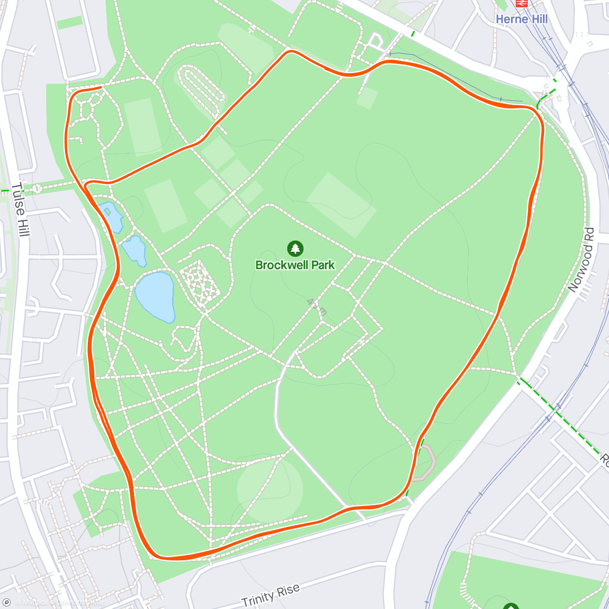 Map of the activity, Hats off to the Brockwell Parkrunners. Very hilly