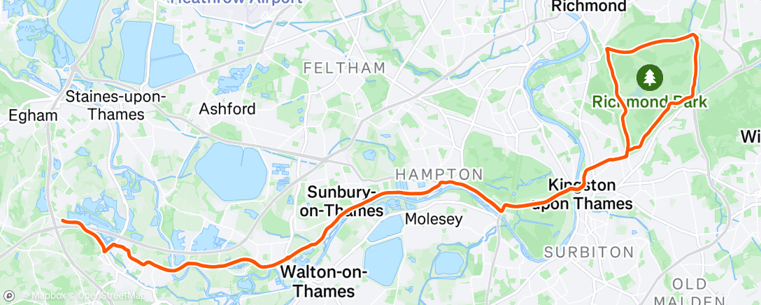 Map of the activity, Can’t run…so we ride! Detox the 🥂 RICHMOND PARK LAPS