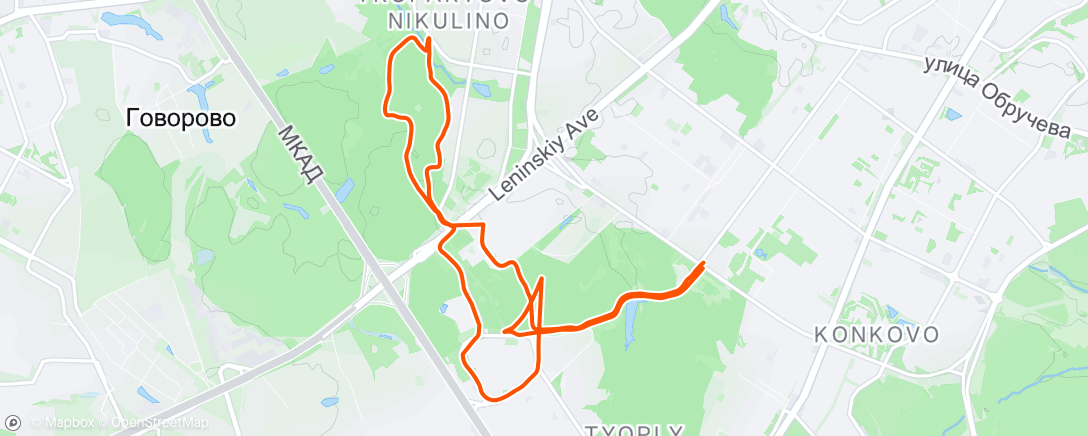 Map of the activity, Afternoon Run