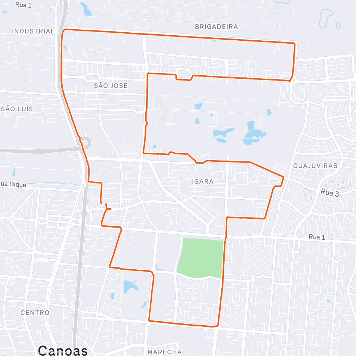 Map of the activity, Corrida matinal