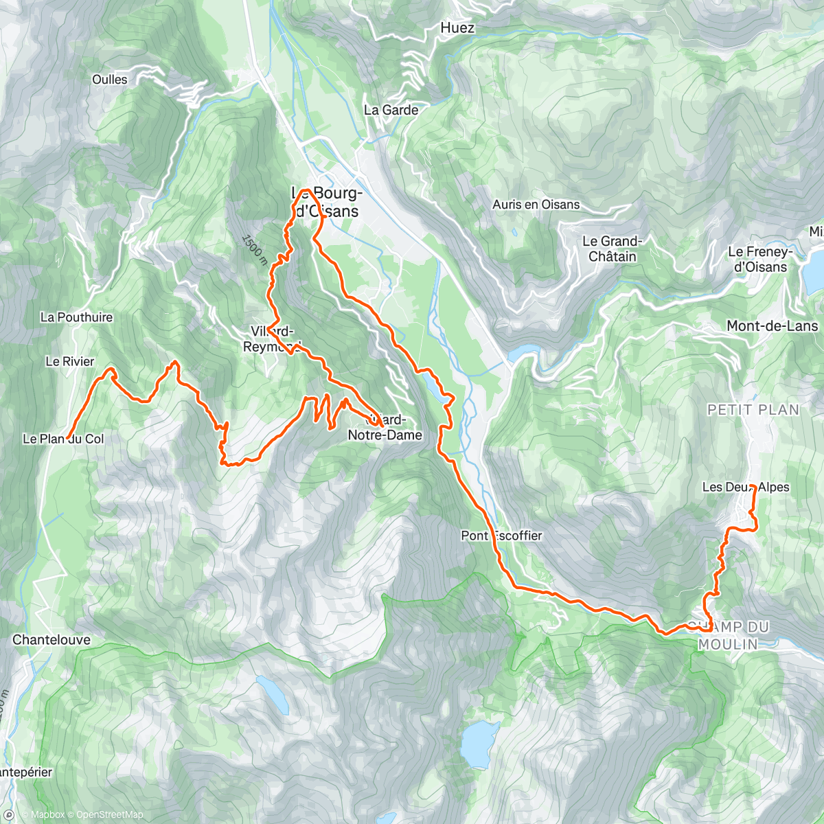 Map of the activity, Reco Tour des 6 Vallées de l'Oisans J4