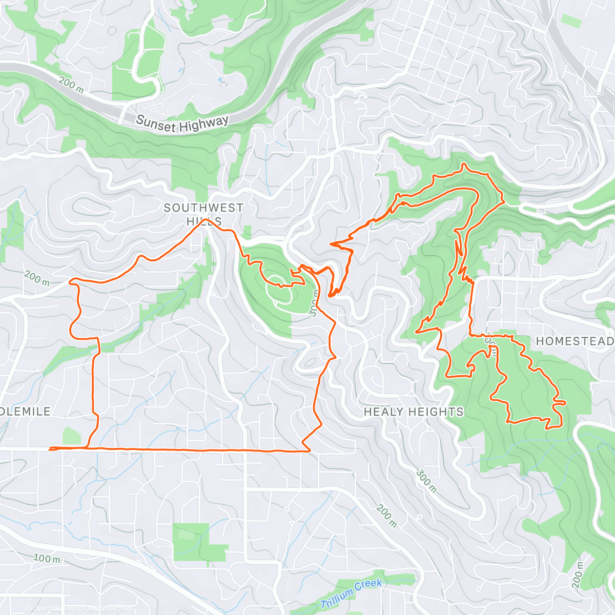 Map of the activity, Lunch Trail Run