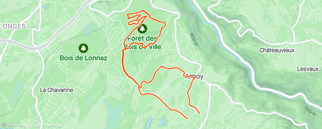 Mapa de la actividad, Le Lyaud Forest Trail