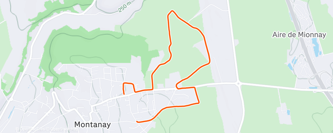 Map of the activity, Course à pied le matin