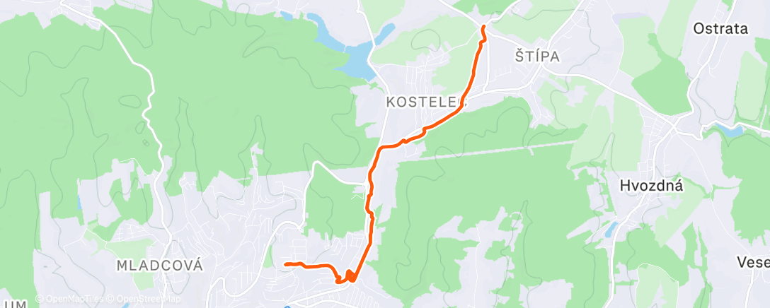 Карта физической активности (2025 Prosinec 23. běh /S/Vršava-Kostelec-ZOO Lešná)