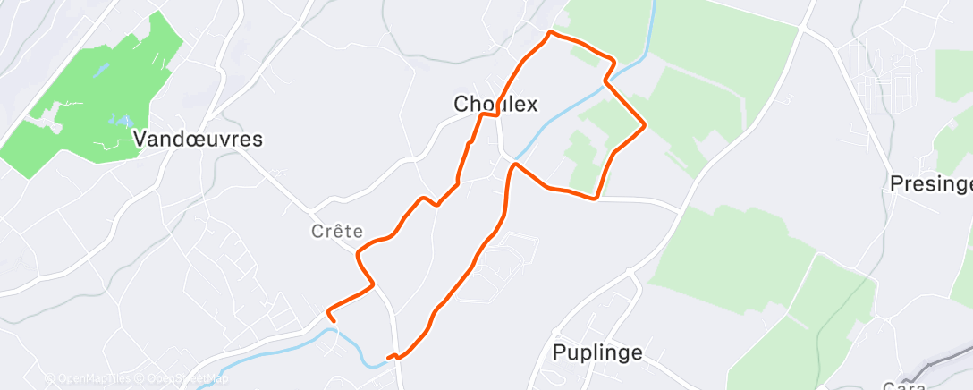 Map of the activity, Course à pied dans l'après-midi