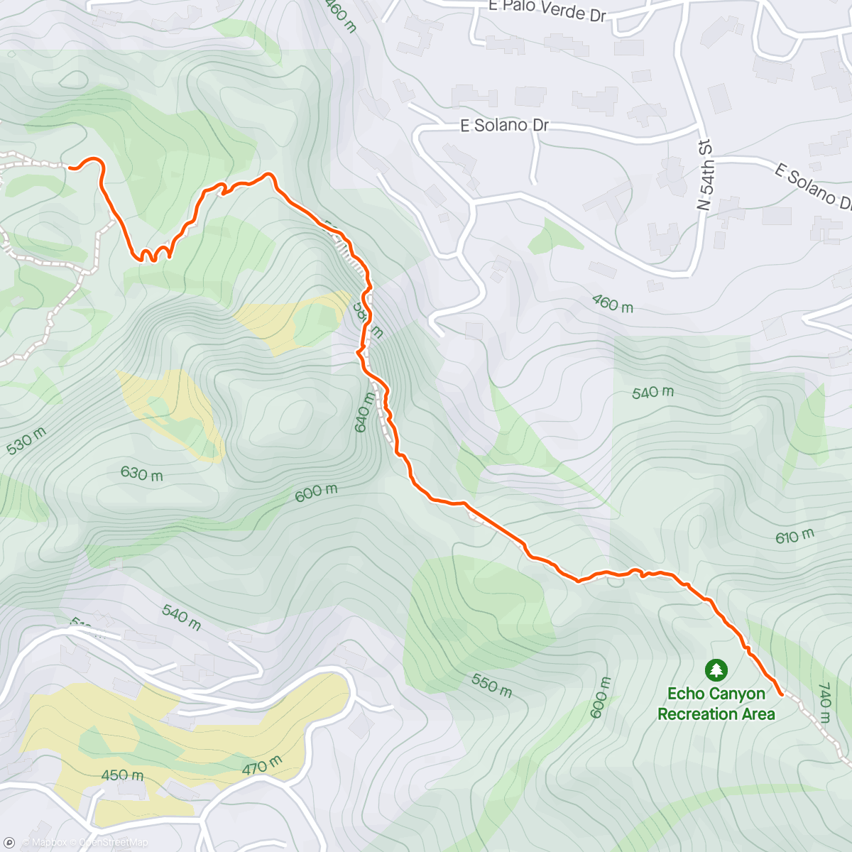 Map of the activity, Down Camelback