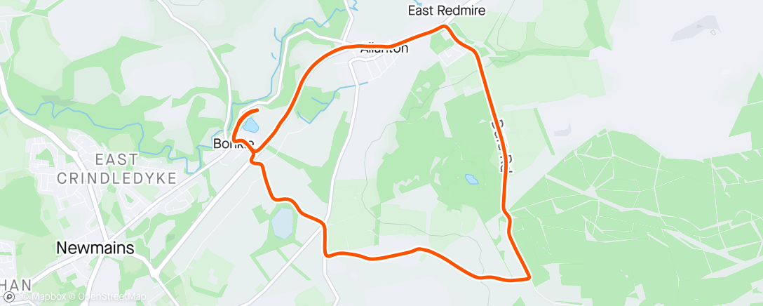 Map of the activity, Evening run on the back roads ☀️