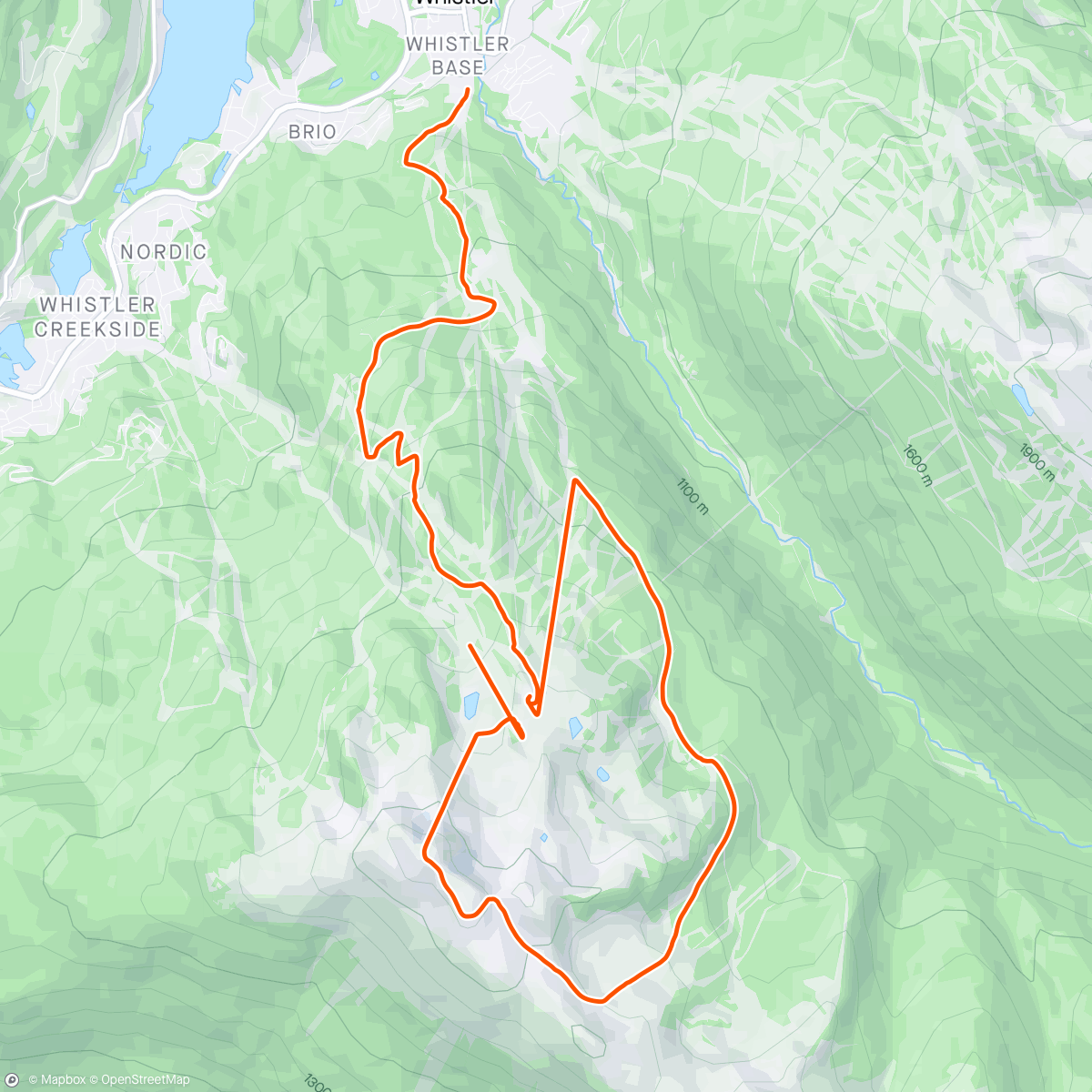 Map of the activity, Day 4: Whistler Resort Skiing