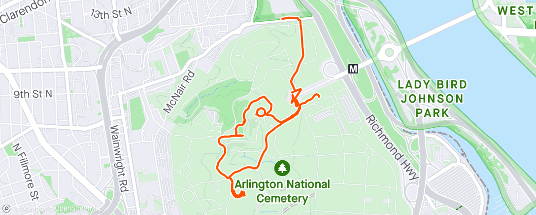 Map of the activity, Wandeling Arlington begraafplaats